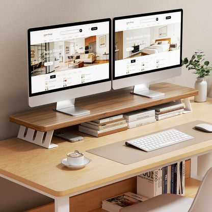 Monitor Stand Riser, 39 Inch Large Wood Monitor Stands for 2 Monitors