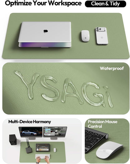 YSAGi Leather Desk Protector, Office Mat, Large Mouse Mat, Non-Slip PU Leather Blotter, Laptop Pad, Waterproof Writing Pad for Office and Home (Light Pink, 23.6" x 13.8") - Colors A
