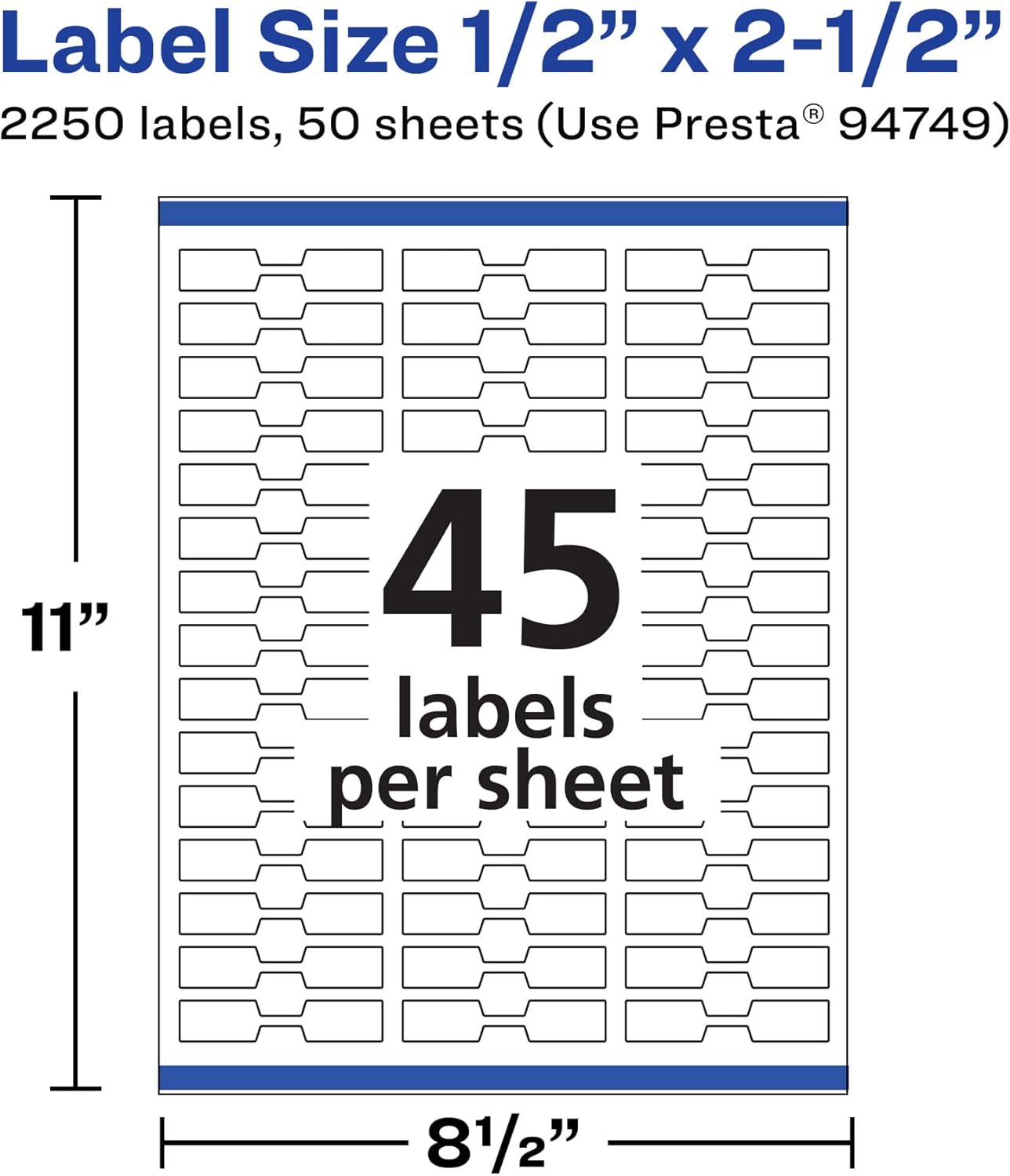 Avery Matte White Barbell Labels, Sure Feed Technology, 0.5" x 2.5", 1,125 White Labels, Permanent Adhesive, Laser/Inkjet Printable
