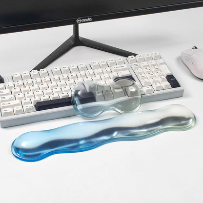 Ergonomic Gel Keyboard and Mouse Wrist Rest Set – Clear Wrist Rest for Computer Keyboard 60%/68%/75%, Comfort & Support for Typing and Gaming (Grey Purple)