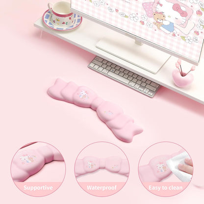 Kuitmor Memory Foam Bowknot Wrist Rest,Non-Slip Rubber Base Keyboard Wrist Rest for Gaming,or Home Office Work - FlowerCat