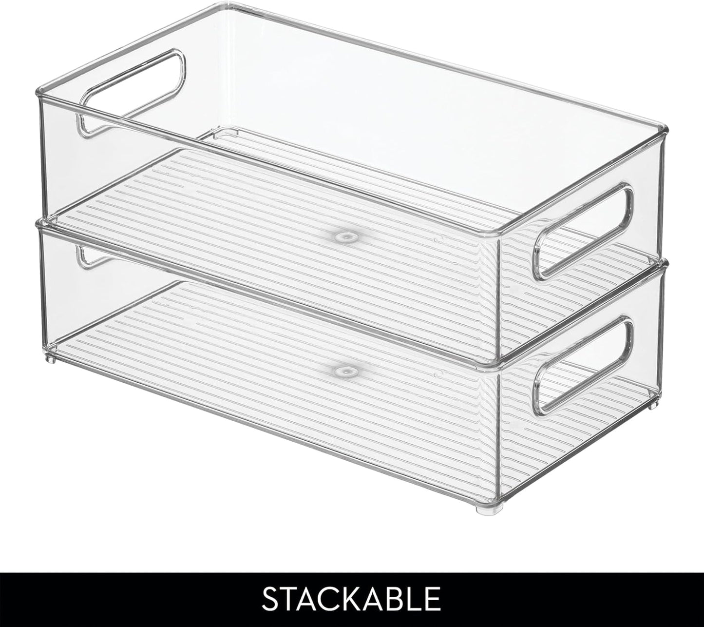 iDesign Stackable Fridge Bin - Storage Bin for Freezer or Pantry, Set of 2, Clear, Made in USA