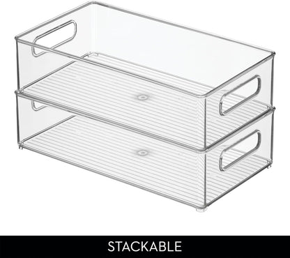 iDesign Stackable Fridge Bin - Storage Bin for Freezer or Pantry, Set of 2, Clear, Made in USA