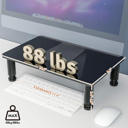 Hemudu Clear Computer Monitor Stand Riser with Height Adjustable Multi Media Desktop Stand for Flat Screen LCD LED, Laptop/Notebook/Xbox One,HD01T-002