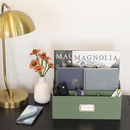 KIBAGA Stylish Linen Mail Organizer for Your Countertop – Easily Organizes Pens, Mail & More in Spacious Compartments on Any Desktop – The Perfect Desk Sorter for Paper & Office Essentials