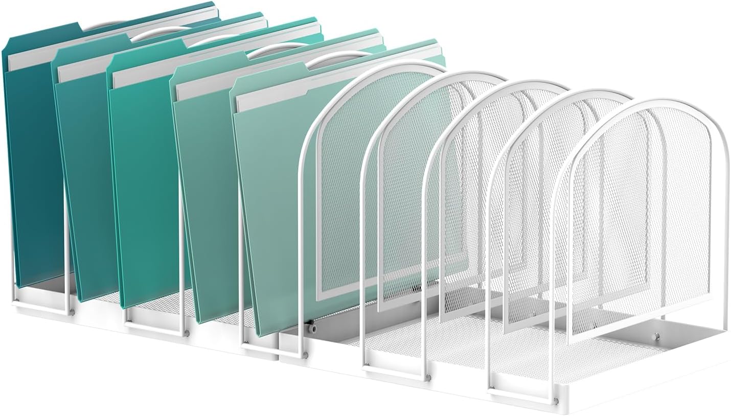 SUPEASY File Organizer for Desk, 5-Section Mesh Desk Organizer, Vertical File Holder Desktop Organizer File Sorter, File Folder Holder for Office Supplies, Black