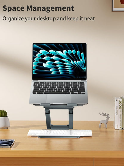 tounee Laptop Stand for Desk Adjustable Height, Telescopic Computer Stand with Pull Out Design Ergonomic Laptop Riser Fits All Laptops 10-17"-Silver