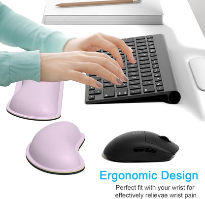 Dapesuom Keyboard Wrist Rest Set, Cute PU Leather Wrist Cushion for Computer Keyboard and Mousepad, Memory Foam Mouse Pad Rests Support with Non-Slip Base for Typing Pain Relief Laptop, Colonial White