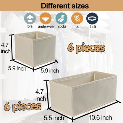 Fordonral 12 Pack Drawer Organizer Clothes, Foldable Fabric Dresser Organizer Closet Organizers and Storage Box for Underwear,Folded Clothes,Baby Clothing,Socks,Bra,Towels,Ties(12 Pack,Gray)