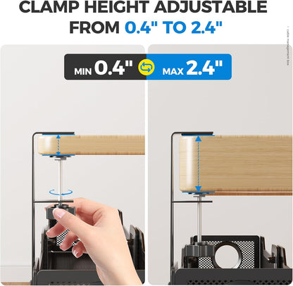 Under Desk Cable Management Tray White, Cinati Wire Organizers No Drill, Cable Tray with Clamp for Wire Management, Cord Organization Box for Office, Home - No Damage to Desk