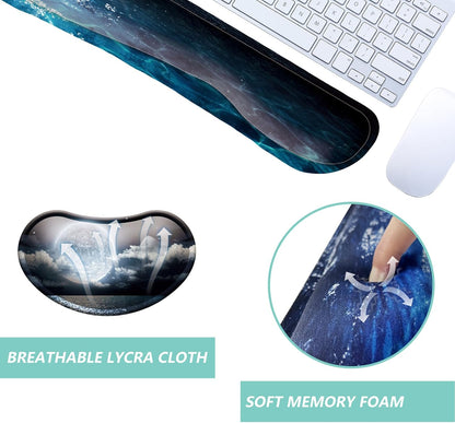 Keyboard Wrist Rest Mouse Wrist Support Set, Memory Foam Wrist Rest Pad for Computer Laptop Keyboard Mouse, Ergonomic Wrist Cushion Support for Typing Pain Relief, Gaming Home Office, Purple