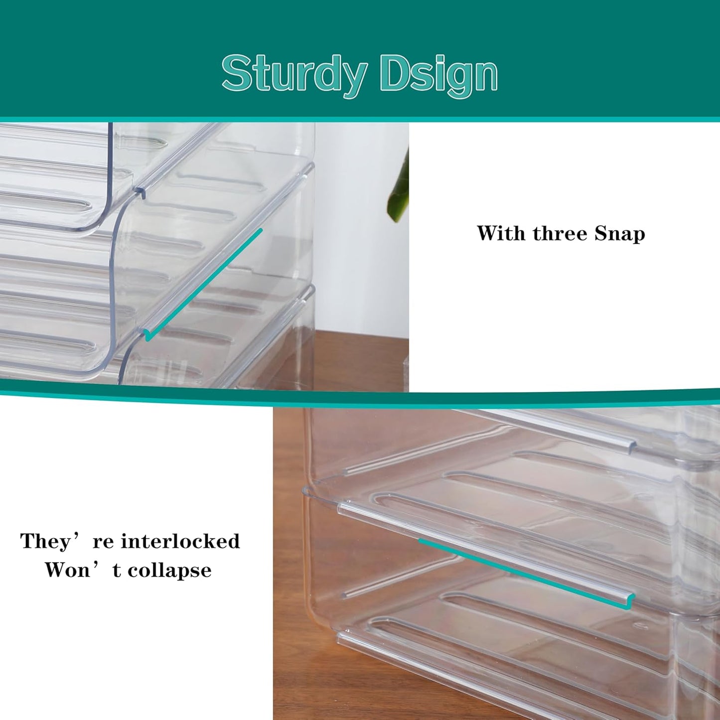 3 Tiers Stackable A4 Paper Trays, Office Desk File Holder, Tidy File Document Letter Book Paper Organizer (3 Tiers,Clear)