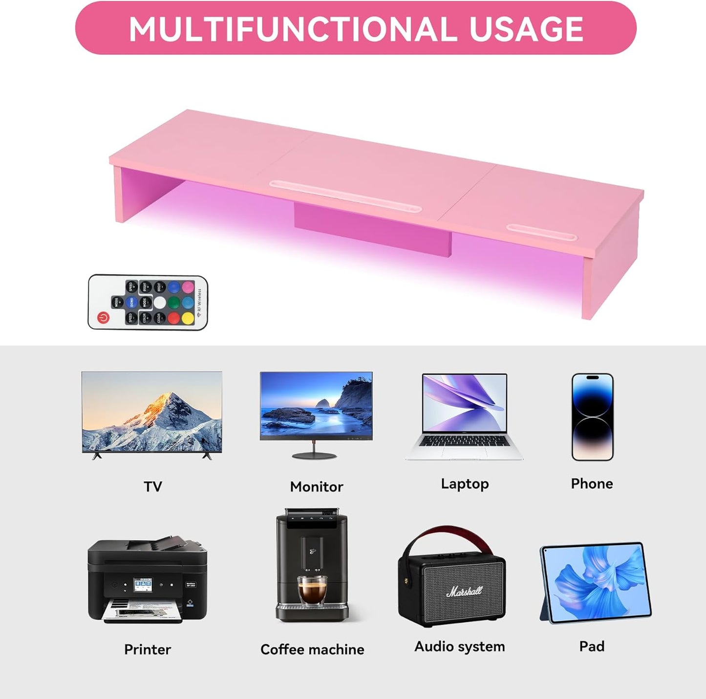 Qupui Computer Monitor Stand Riser with Drawer and Pen Holders, Desk Organizer Shelf and Accessories, Office Desk Accessories, Office Organization, Black