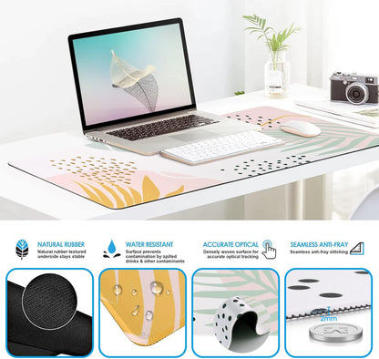 iCasso Desk Mat, Gaming Mouse Pad Wrist Support Set,4in1 XXL Large Mousepad + Keyboard Wrist Rest+Mouse Wrist Rest+Coaster Set with Ergonomic Design for Home Office Table Computer-Penoy