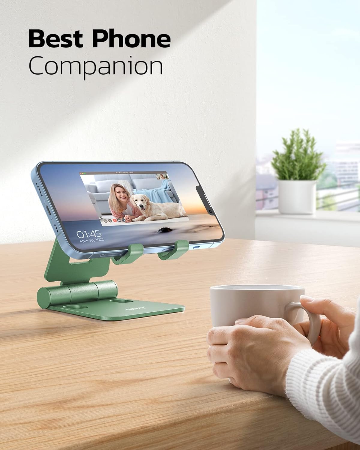 Nulaxy Dual Folding Cell Phone Stand, Fully Adjustable Foldable Desktop Phone Holder Cradle Dock Compatible with iPhone 17 16 15 14 13 12 11 Pro Max Xs Xr X 8, Nintendo Switch, All Phones