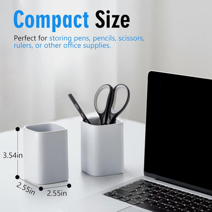 Pen Holder, 2 Pack Pencil Holder for Desk,Ceramic Pencil Cup Desk Organizer, Makeup Brush Holder Cute, Stationery Accessories for Office, School, Home (Matte white)