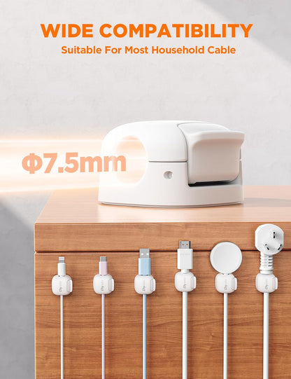 6Pack Cord Organizer - Chfeila [Dual Spring & Clasp Lock] Cable Management Clips, Adhesive Phone Charger Keeper, Compact Wire Holder for Nightstand/Car, Home Office Desk Accessories Decor Essentials