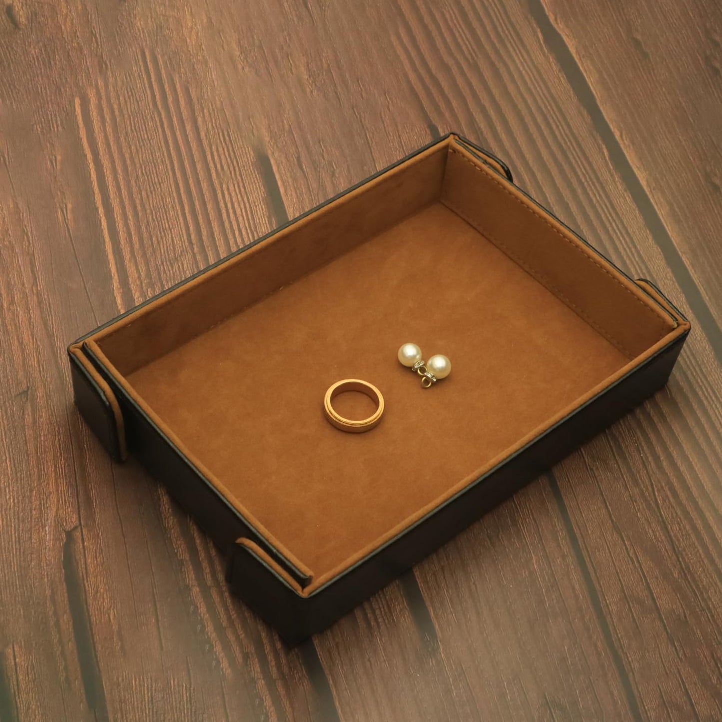 Valet Tray Desktop Storage Organizer Catchall Tray for Jewelry, Wallets, Watches, Keys, Coins, Phones, Glasses - Perfect for Nightstand, Desktop, Entryway table