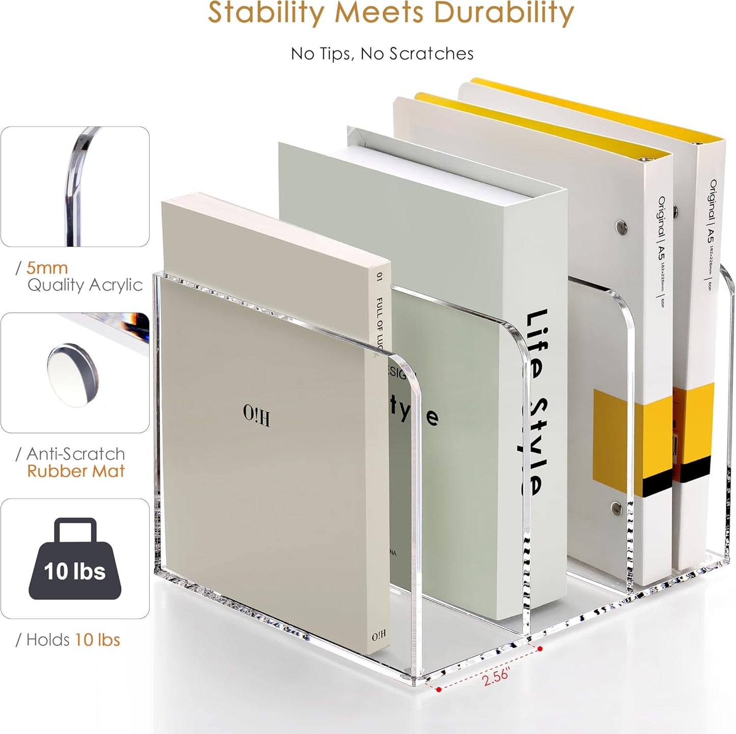 SANRUI Acrylic File Organizer, Clear Desk Organizer and Storage Bins Holding for Folders, Binders, Notebooks, Envelopes, Multi-purpose Magazine File Organizer for Home Office, 2 Pack