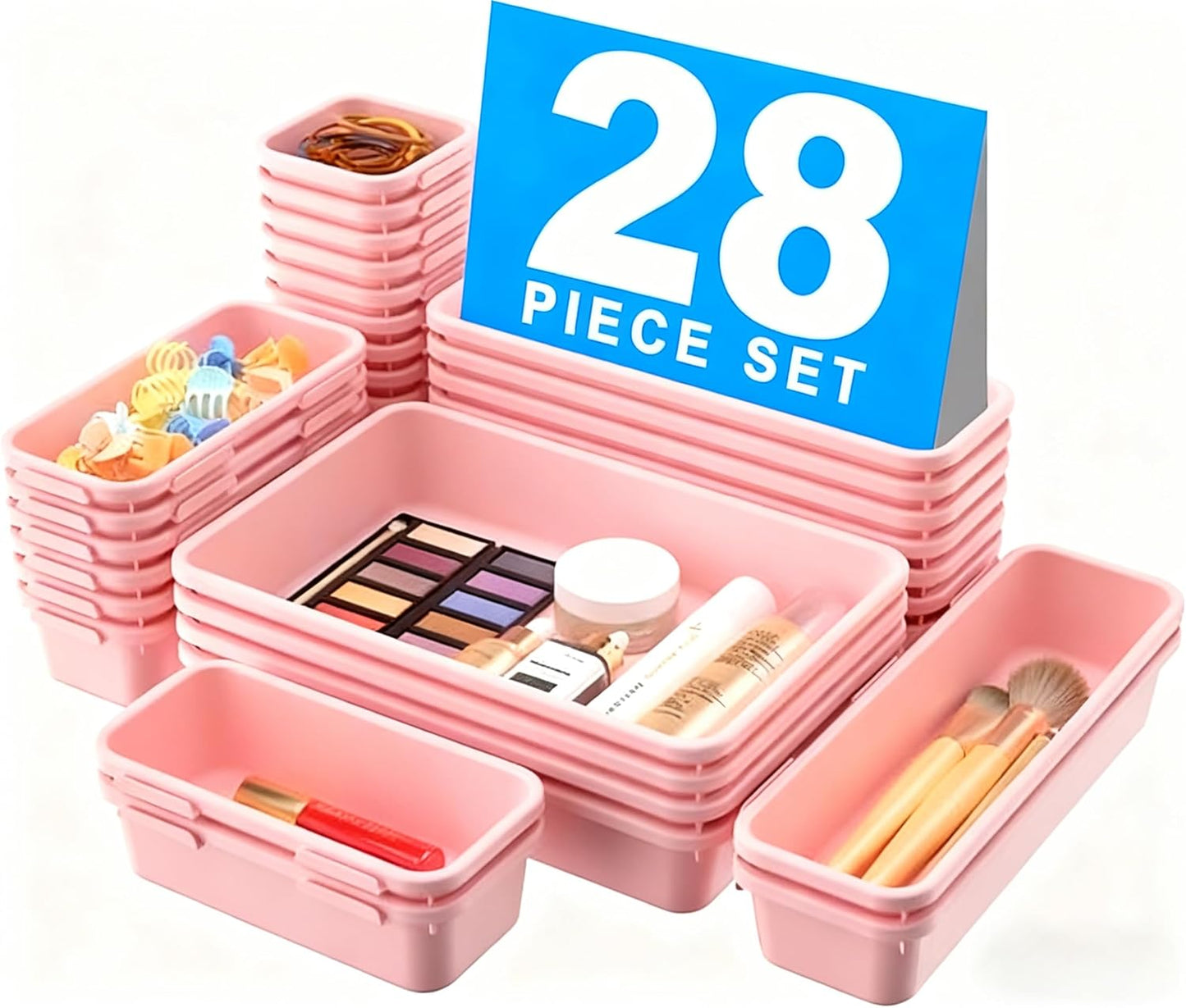 【Military Grade】A-LuGei Drawer Organizer, 【𝟱𝗦𝗶𝘇𝗲】 Makeup organizer, 【Holds 177 Items】 Bathroom Organizers and Storage, Organization and Storage, Desk Drawer Organizer for Bathroom Vanity