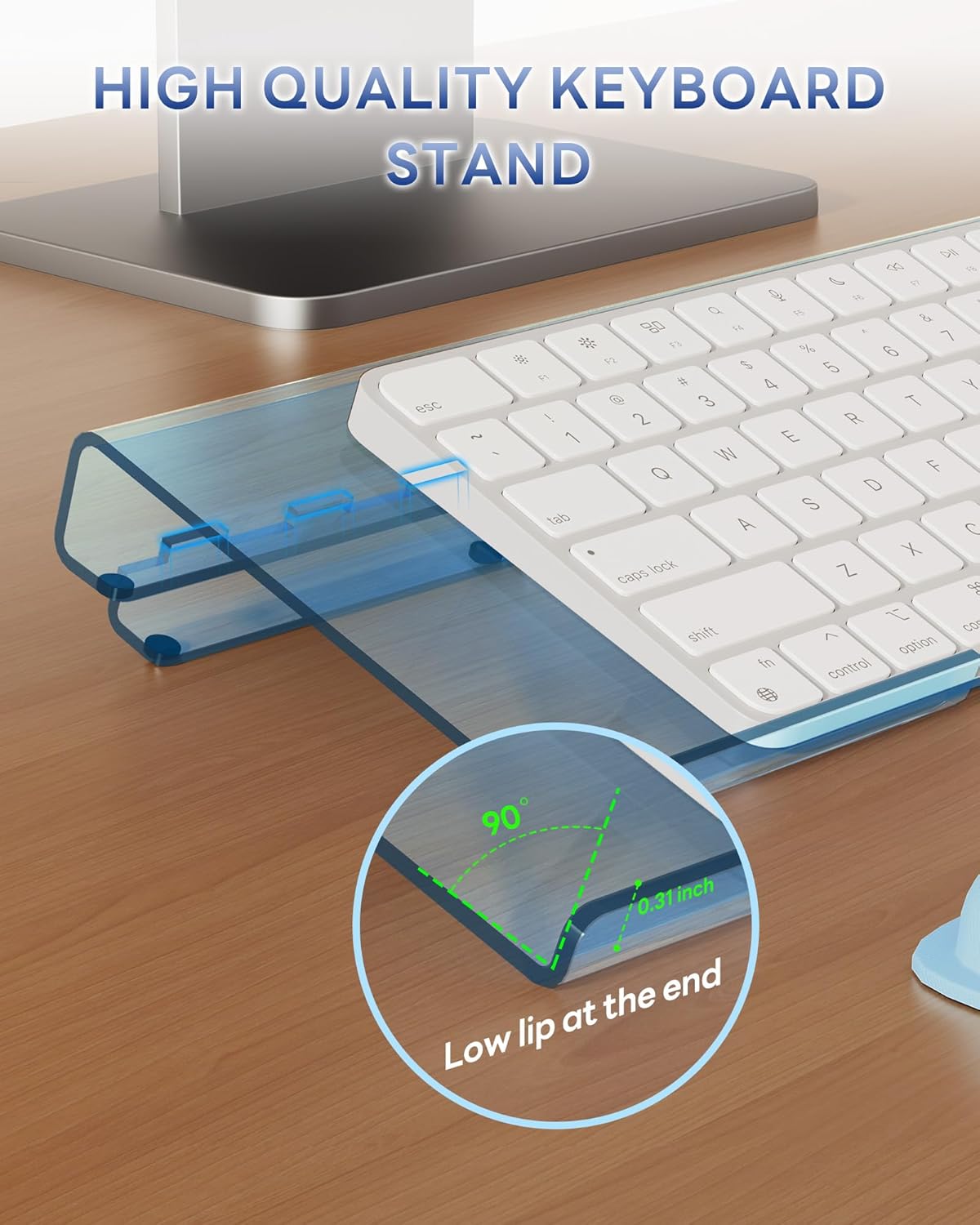 Laborio Computer Keyboard Stand for Desktop, 2-Level Height Adjustment Keyboard Wrist Rest, Non-Slip Key Board Riser Pad for Office, Gaming, and Home Desks