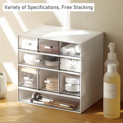 Desk Organizer with Drawers Stackable Storage Drawers, Plastic Compact Desk Storage Box Great for Office School Home Small Space- 1drawers (White)