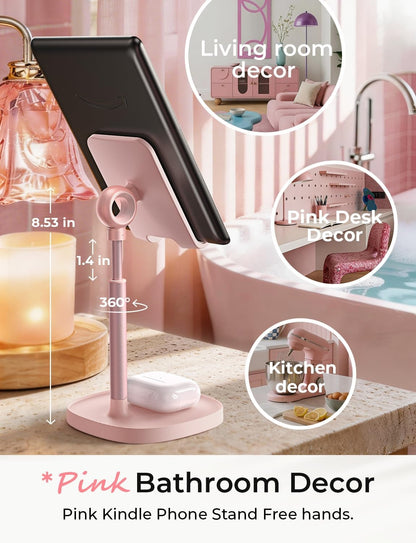 LISEN Cell Phone Stand Phone Holder for Desk Office Decor, Office Desk Accessories Women PC Gaming Essentials iPhone Stand Gadgets Men Gifts for Mom Fit OtterBox Case Switch iPad Air Tablet 4-10 in