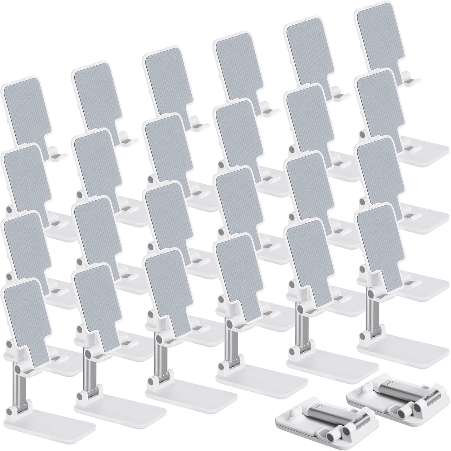 Wonderjune 12 Pcs Cell Phone Stand for Desk Phone Holder Stand Foldable Angle Height Adjustable Portable Holder Tablet for Office Travel Photography (White)