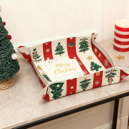 Tray Leather Valet Tray Forest Tree Reindeer Catchall Trays Key Organizer Night Stand Organizer Bedside Vanity Trays Decor for Entryway Table
