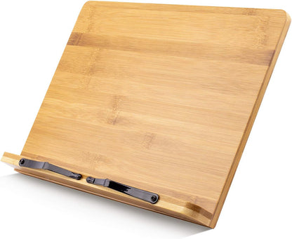 (19.68 x 14 Inches) Extra Large A+ XL Bamboo Book Stand for Textbooks Reading Hands Free,Cookbook Stand,Laptop,iPad,Tablet PC,Music Book,with Adjustable Motherboard Angle