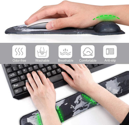 Keyboard Wrist Rest Pad Ergonomic Mouse Pad Set, ToLuLu Gel Mouse Pad Wrist Support for Computer Laptop, Mousepad Keyboard Wrist Support with Memory Foam for Easy Typing Pain Relief, Van Gogh Painting