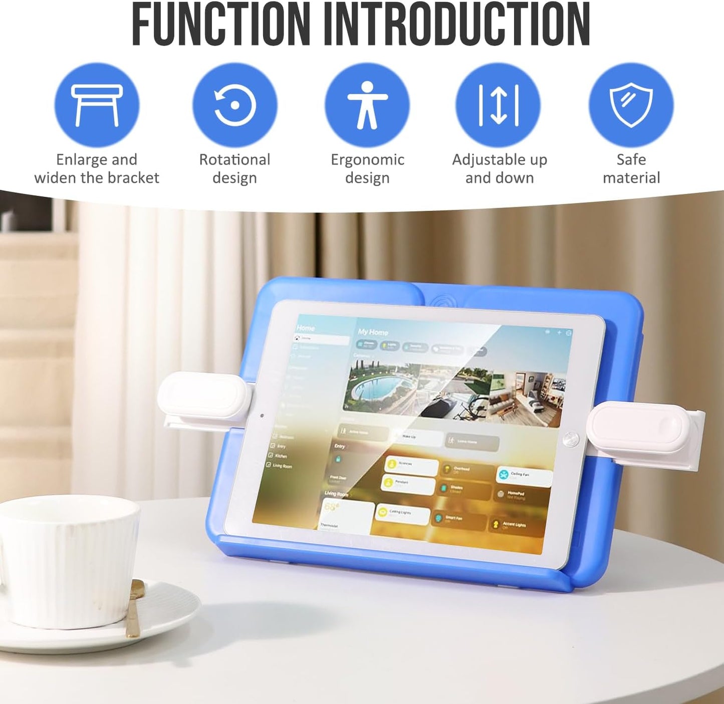Book Holders for Reading Hands Free Desktop Cookbooks Stands Tray Portable Foldable Lightweight Bookstands Page Clips Rest for Music Score Cookbook Tablet Textbooks Ergonomic Reading Posture (Blue)
