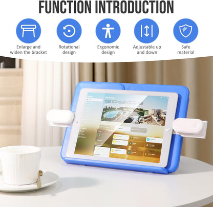 Book Holders for Reading Hands Free Desktop Cookbooks Stands Tray Portable Foldable Lightweight Bookstands Page Clips Rest for Music Score Cookbook Tablet Textbooks Ergonomic Reading Posture (Blue)