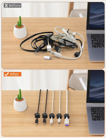 Cable Clips, 8 Pack Magnetic Cord Organizer, Reusable and Convenient Cable Management TIKIWIK Desk Organizer, Strong Adhesive Cord Holder for Nightstand Home Car Office Desk Accessories (White)