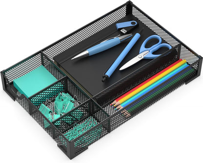 Desk Drawer Organizer Set, 3 Pcs Metal Mesh Office Drawer Organizers, Paper Organizer Letter Tray for Desk, Junk Drawer Organizer for Office, Kitchen, Makeup, Vanity