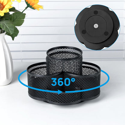 Topwey Pen Holder for Desk, 360 Rotating Pencil Holder, Cup Holder for Desk Office, Desk Organizers and Accessories in Black
