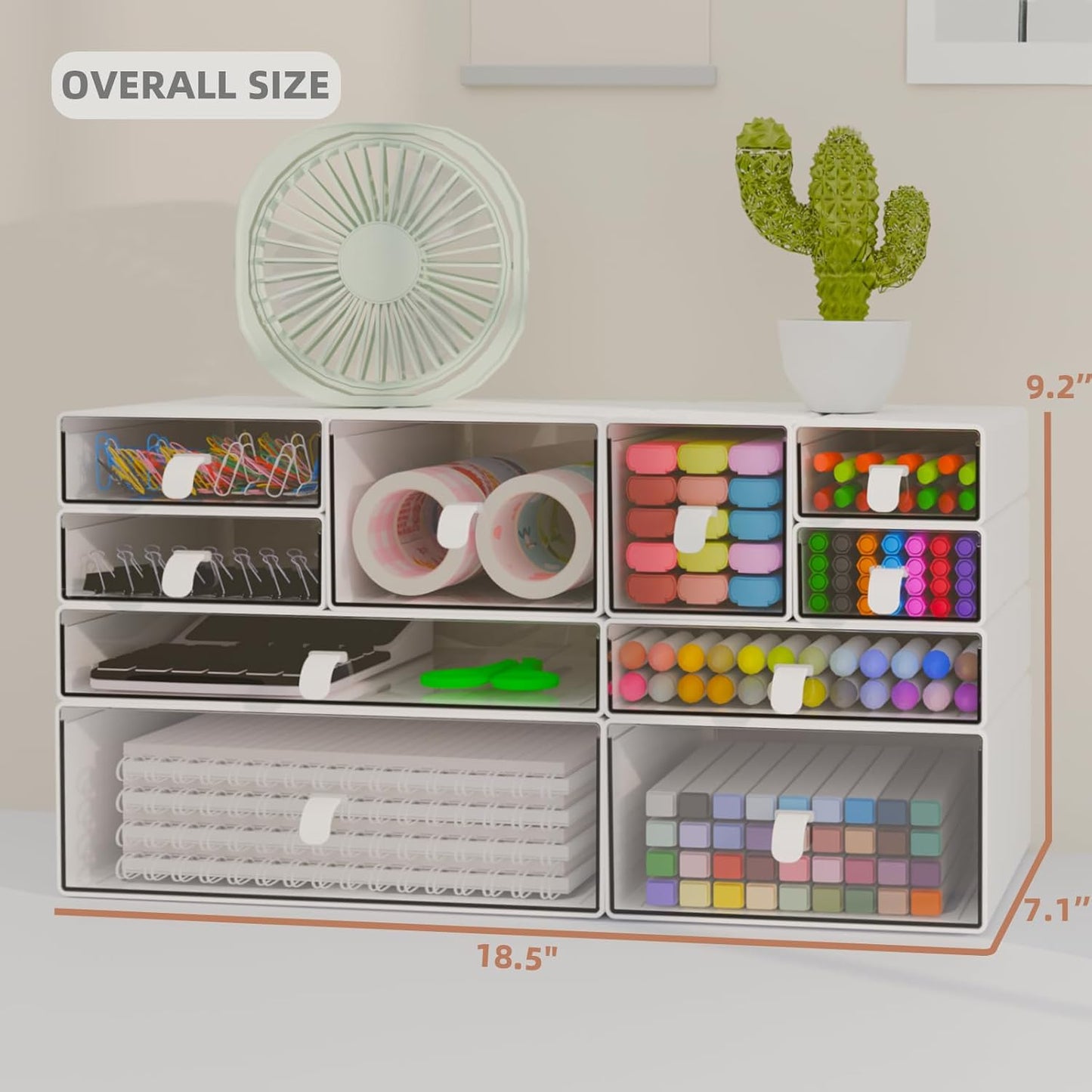 Desk Organizer Set, Clear Stackable Dustproof Storage Boxes for Desktop, Office, DIY Craft & Vertical Space Saving, Perfect for Makeup, Stationery, Jewelry Organization (5 Drawer)