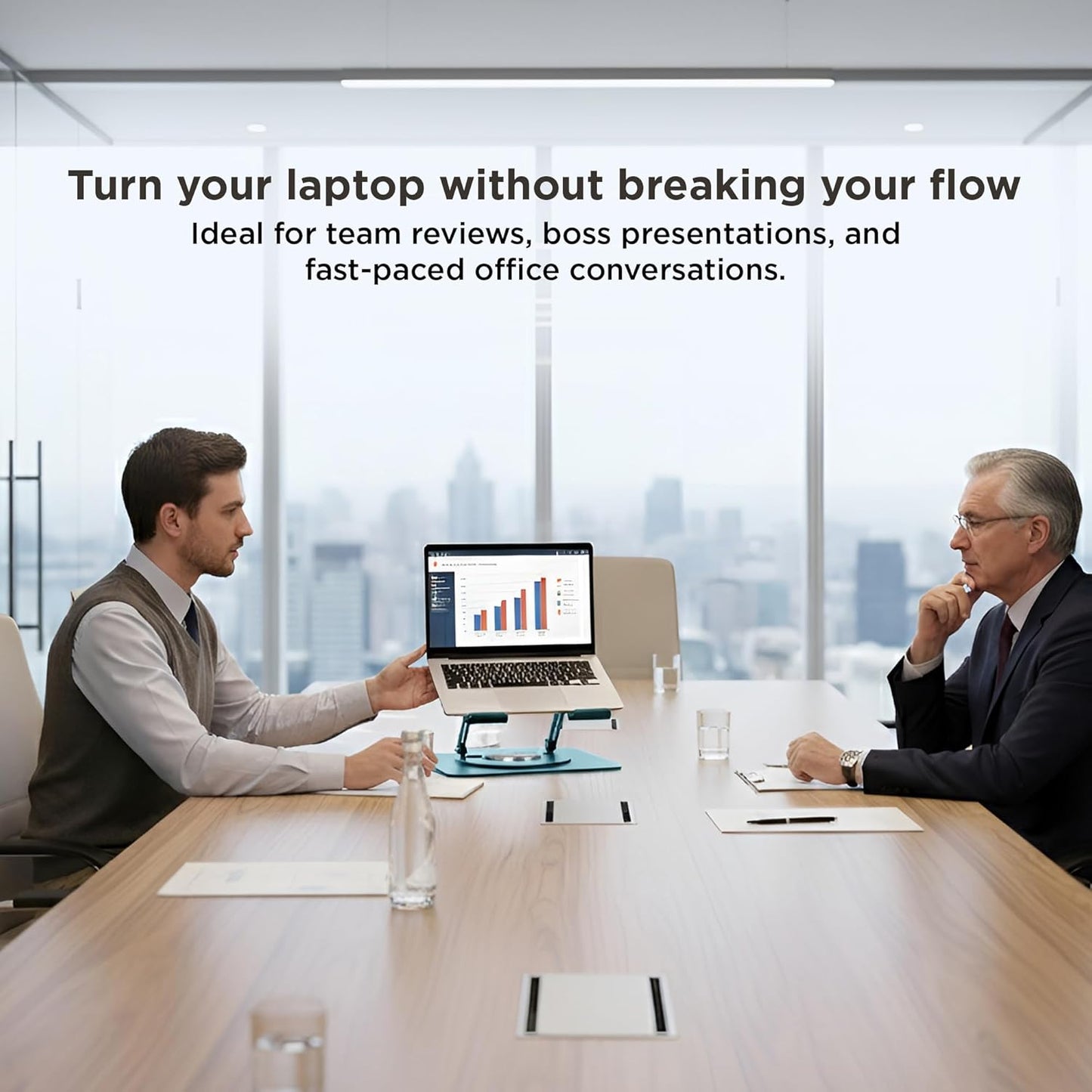 Uncaged Ergonomics Swivel Laptop Stand for Desk, Adjustable Computer iPad Stand for Desk w/ 360 Rotation, Portable Laptop Holder for Home Office Ergonomic Supplies (Black)