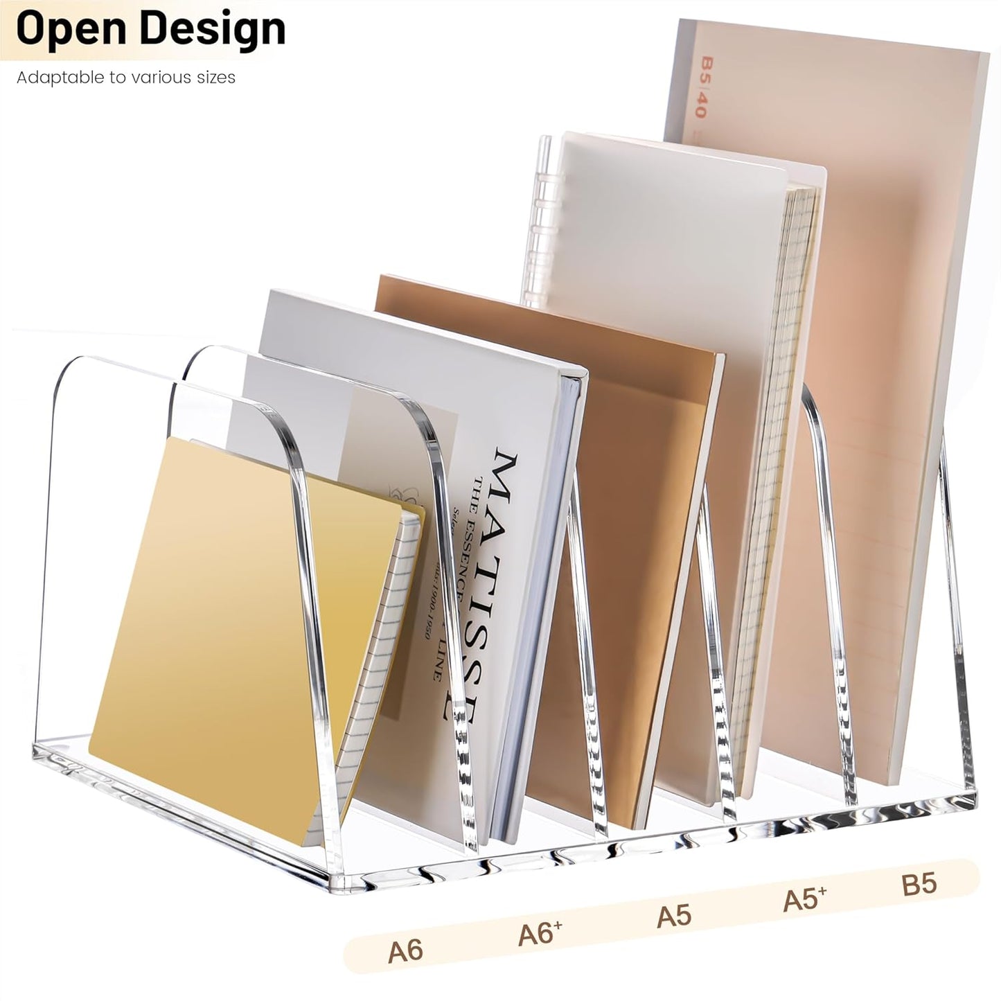 YUXUN Clear Acrylic Desktop File Sorter Organizer,Upright File Organizer, 3-Section Bookshelf for Home Office & Classroom
