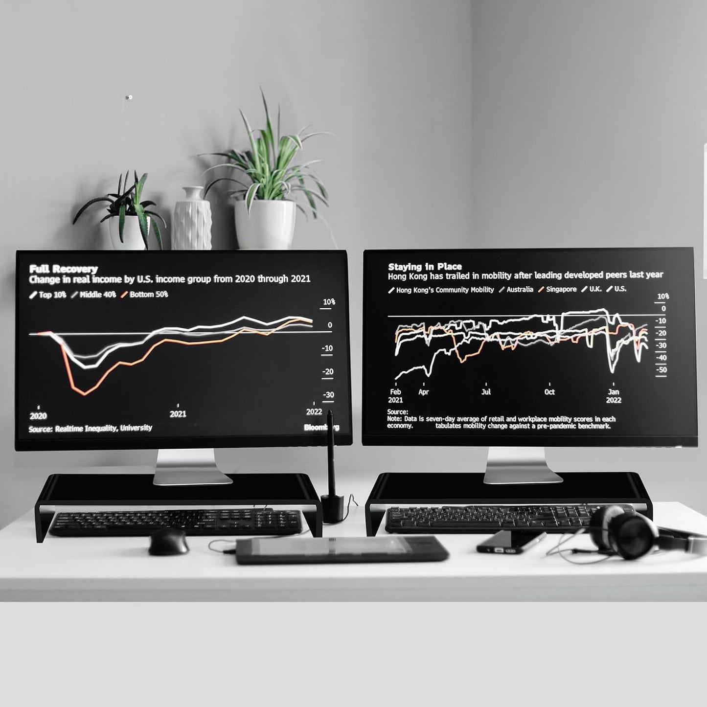 Jetec 2 Pcs Acrylic Monitor Stand Desktop Video Acrylic Monitor Riser Desk Shelf Computer Stand for Laptop TV Computer Screen Desk Organizer Teacher's Day Supplies (Clear, 12 x 8 x 3 Inch)