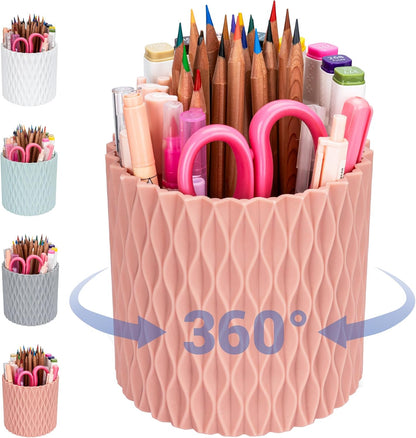 Pencil Holder - 360° Rotation, 5 Slot Desk Supplies For Women Office Aesthetic. Pen Holder For Office&School, Desk Accessories(Blue)