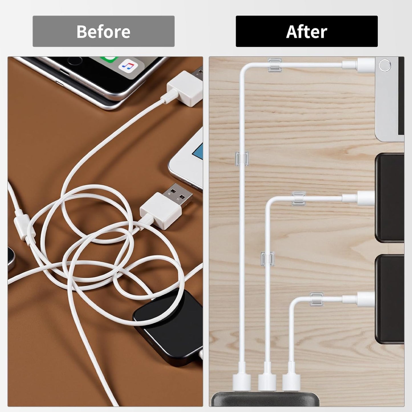 LinkDocs 30 Pieces Adhesive Cable Clips Wire Clips Cable Wire Management Wire Cable Holder Clamps Cable Tie Holder for Car, Office and Home