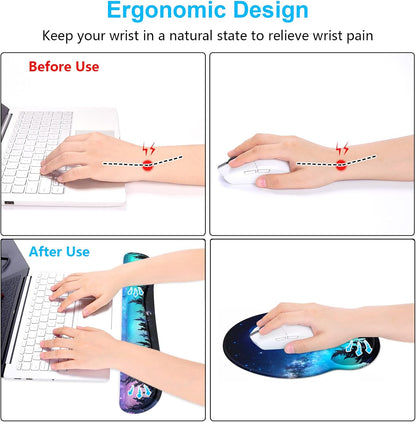 Dapesuom Keyboard Wrist Rest and Mouse Pad with Wrist Support, Cute Memory Foam Cushion for Keyboard and Mouse Set, Ergonomic Desktop Pad Rests with Non Slip Base for Easy Typing & Pain Relief, Pink