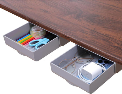 2 Pack Under Desk Drawer Self-Adhesive Desktop Storage Organizer, Hidden Attachable Slide Out Desk Drawer, Under Table Tray for Pencil Pen Stationery Office Organization, White