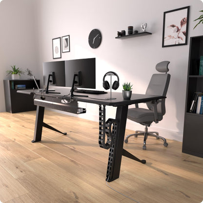 Ultimate Setup Under Desk Cable Management Vertebrae - Perfect for Sit Stand Desk - Wire Management - Adjustable Length - Flexible Cable Spine - Black, 133 cm
