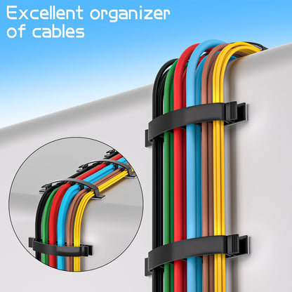 XHF 100pcs Adhesive Cable Wire Clips Black, Outdoor Cable Management Wire Organizer Cord Holder for Under Desk, Car, Wall, TV PC Ethernet Cable