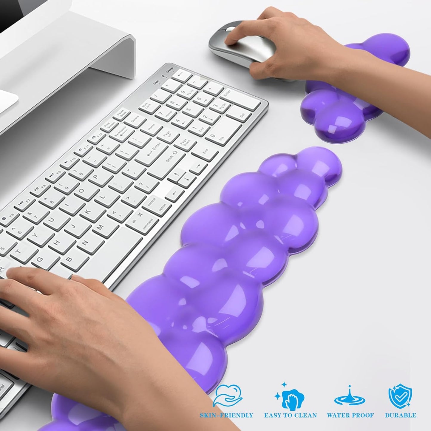 Gel Cloud Keyboard and Mouse Wrist Rest, Cute Wrist Support and Arm Support Keyboard Rest for Keyboard and Mouse Typing Pain Relief，Suitable for Office/Computer/Laptop/Gaming (Pink)