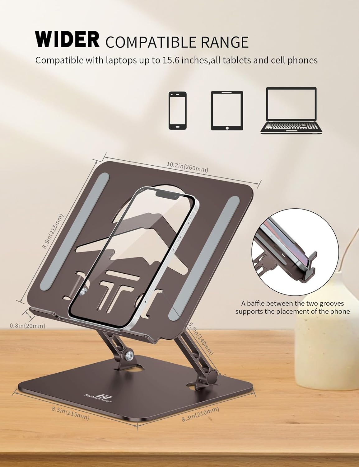 Laptop Stand, Ergonomic Adjustable Computer Stand for Collaborative Work, Foldable and Portable Heat Sink Computer Stands, Fits up to 15.6-inch Laptops (Orange)