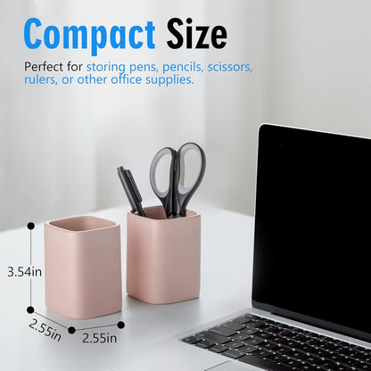 Pen Holder, 2 Pack Pencil Holder for Desk,Ceramic Pencil Cup Desk Organizer, Makeup Brush Holder Cute, Stationery Accessories for Office, School, Home (Matte white)