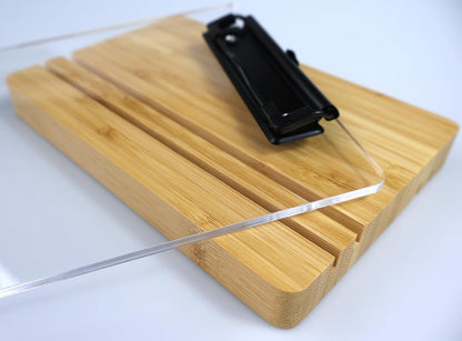 A5 Half Letter Clipboard with Stand,Clear Acrylic Freestanding Memo Size Clipboards,Document Typing Paper Stand,Menu Display Board,Receipt Holder (6"×9")